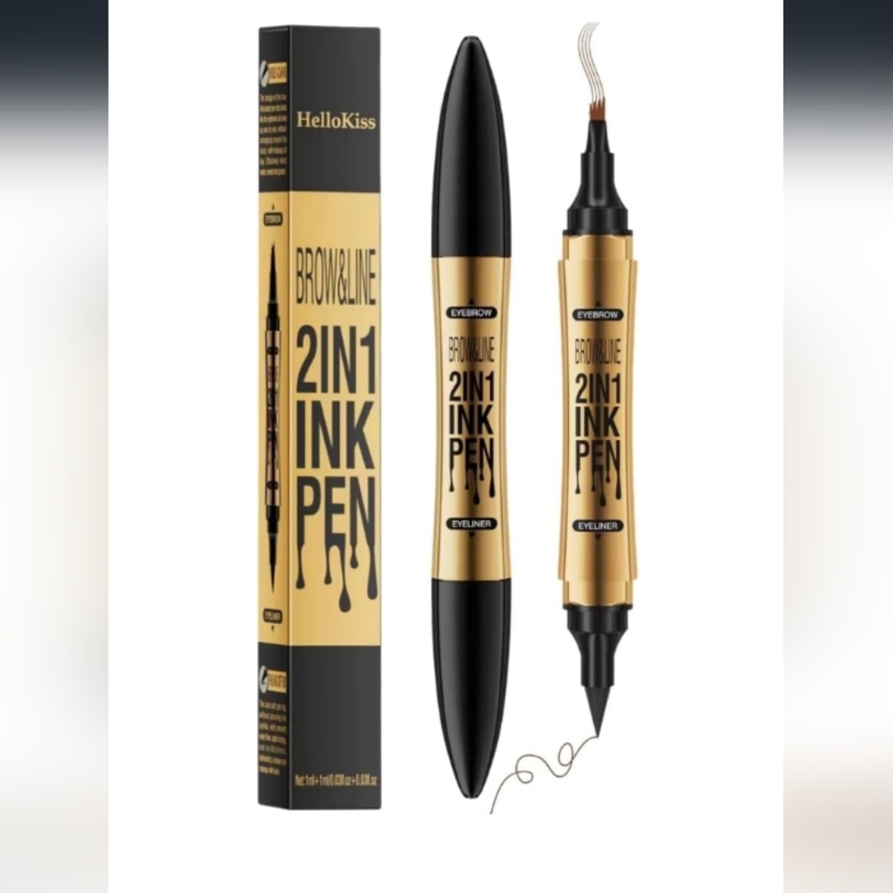 Hellokiss Brow & Line 2-in-1 Ink Pen, Microblading Eyebrow Light Brown #01
